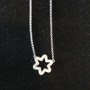Star necklace silver with cubic zirconium 22cm